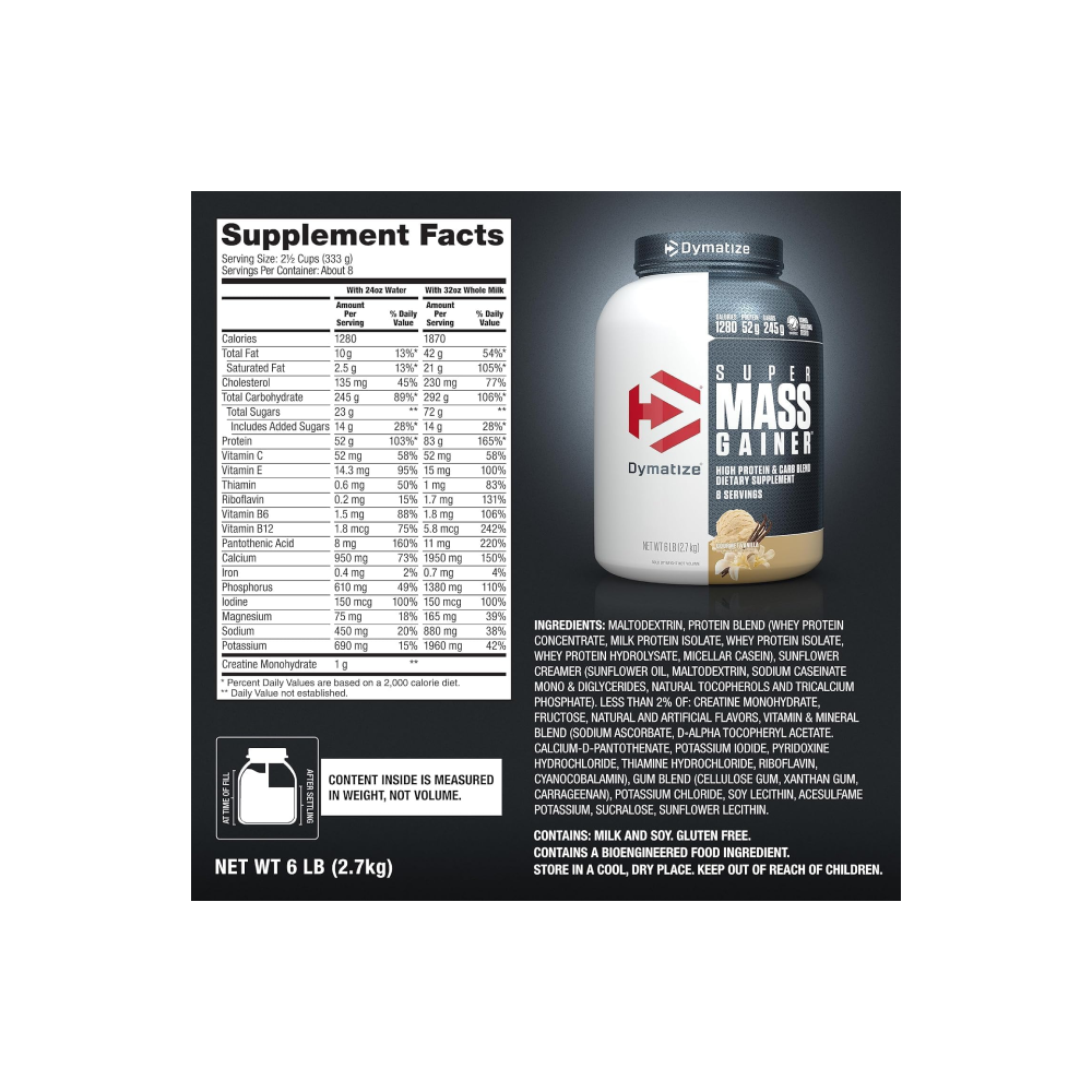 Dymatize Mass Gainer Nutrition Facts