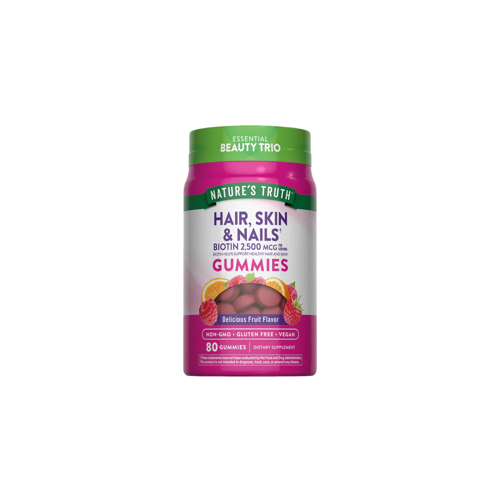 Hair Skin and Nails with 2500 mcg of Biotin (Vegan Gummies) - Druvn