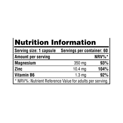 Galvanize ZMB PRO - ZINC, MAGNESIUM AND VITAMIN B6 FORMULA (60 Caps) - Druvn