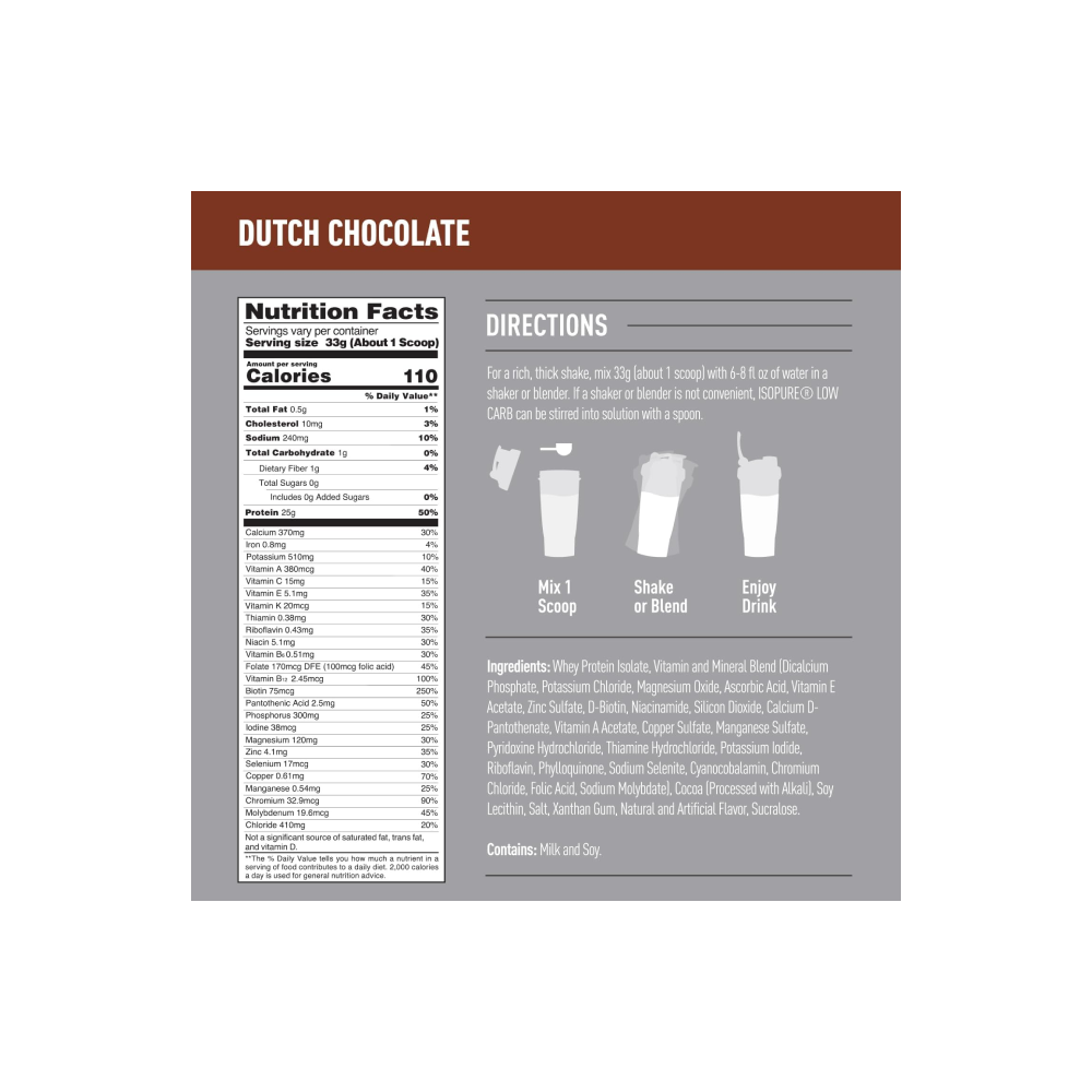 Isopure Low Carb Nutrition Facts